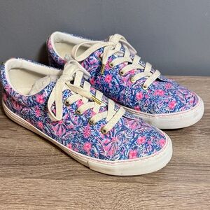 Lilly Pulitzer “Abigail” Size 10M Pink and Blue Floral Sneakers